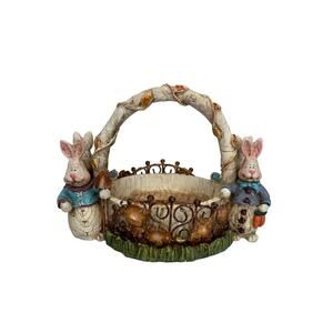 Vintage Easter Bunny Basket‎ Decoration with Handle Multicolor 1980s